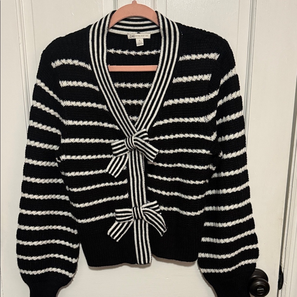Cato Black and White Striped Cardigan